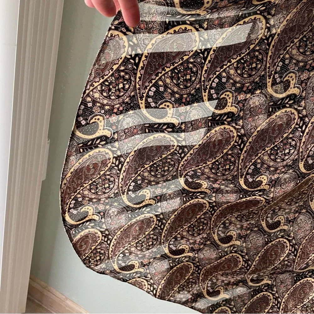 Indulgence | Vintage 70s Rare Paisley Brown Silky Maxi Slip Nightgown Dress - Picture 10 of 14